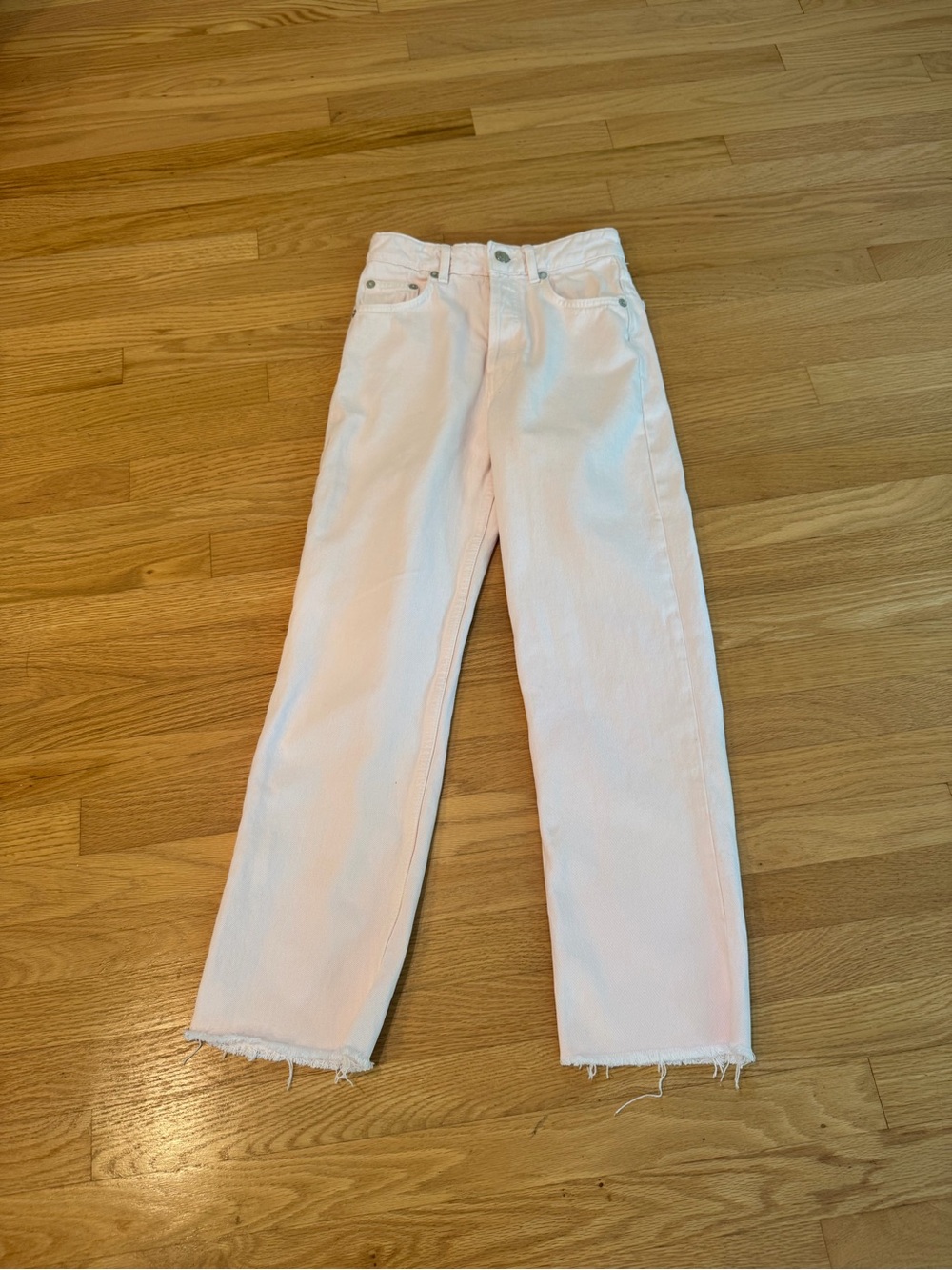 Zara Straight-Leg Jeans in Pale Pink